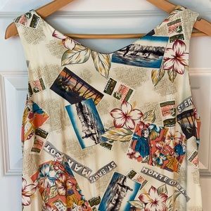 Postcard print dress